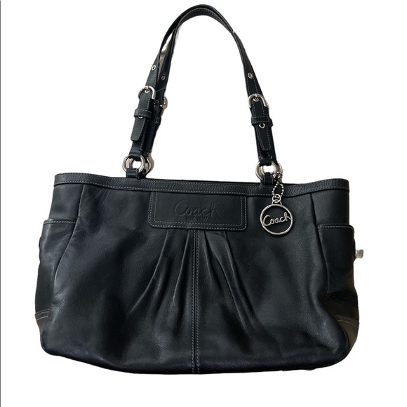 Coach Handbags - COACH BLACK LEATHER SATCHEL HANDBAG